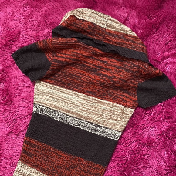 Burnt caramel and cream cowl neck sweater dress / tunic - Picture 10 of 16